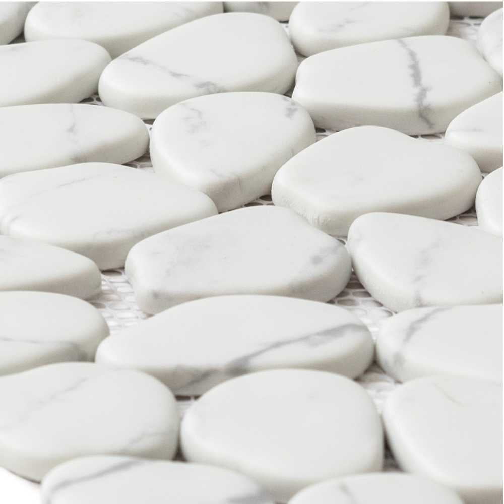 The Tile Life Recycled Cenote Pebble 13" x 13" Blanco Matte Glass Mosaic Tile Sample 1 Piece