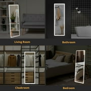 Nextay 21” x 64” White Modern LED Lighted Full Length Floor Mirror