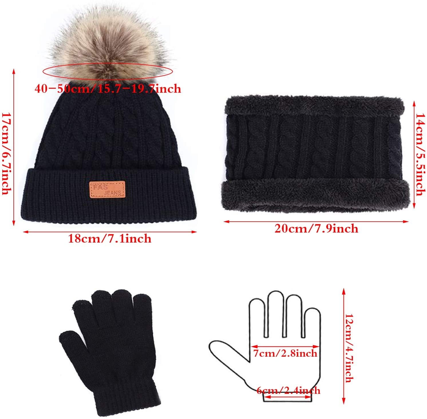 Beanie Hats Scarf Set Winter Hat And Gloves Set PCS Kids Winter