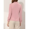 thumbnail image 4 of DARING DIVA Women's Spring Blouse Long Sleeve Ruffle Tie Neck Business Top XS Pink, 4 of 6