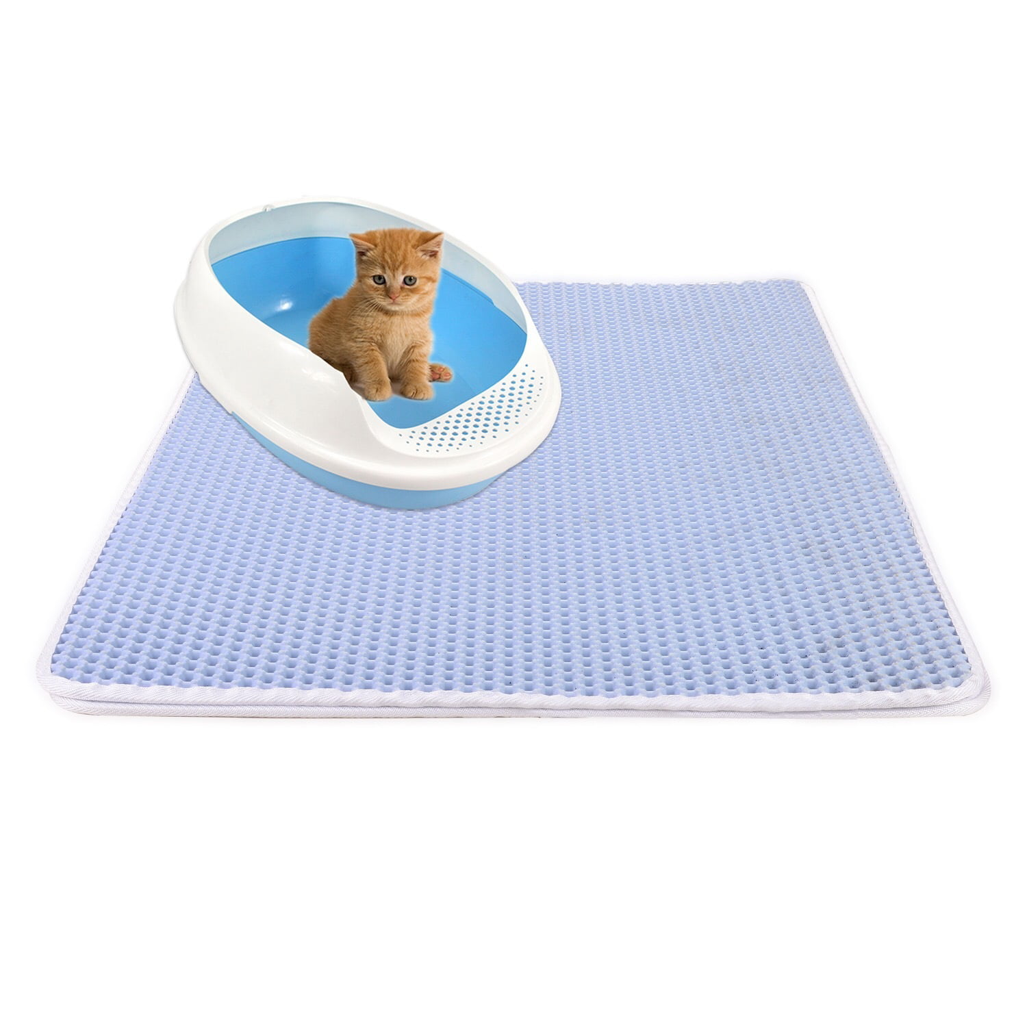 Washable Litter Trapper Catcher for Floor Litter Box Rug Carpet Urine Waterproof Honeycomb Double Layer Scatter Control No Phthalate WePet Cat Litter Mat Easy Clean Kitty Litter Trapping Mat