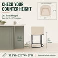 thumbnail image 4 of ClinQ Counter Height Bar Stool Set of 3, 26 in Fabric Upholstered Seat, Metal Legs for Indoor Dining Room and Kitchen Island, Camel, 4 of 12