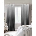 thumbnail image 3 of Black White Blackout Curtains 54 Inches Long for Bedroom, Ombre Gradient Striped Minimalist Texture Thermal Insulated Room Darkening Black Out Window Curtain Panels Grommet Drapes for Living Room, 3 of 8