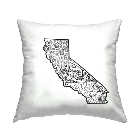 Stupell Industries California State Shape Various Cities Typography Design by The Saturday Evening Post Throw Pillow