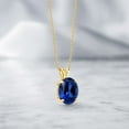 thumbnail image 4 of Gem Stone King 14K Yellow Gold Blue Created Sapphire Pendant Necklace for Women (5.00 Cttw, Gemstone September Birthstone, Oval 11X9MM, With 18 inch Chain), 4 of 4
