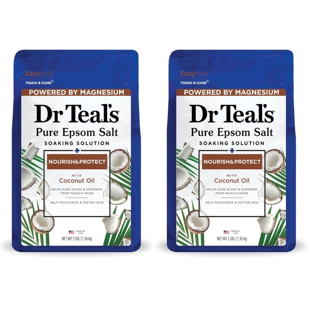 Salt Soak Dr Teal's Nourish & Protect con aceite de coco, 1,36 kg x2