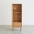 thumbnail image 3 of Solid Oak Wood Storage Cabinet, Free-Standing Corner Cabinets Storage Table with Vintage Glass Door, 2 Shelves,1 Drawers and Brass Handle for Living Room Entryway Kitchen Hallway TV Stand, 3 of 10