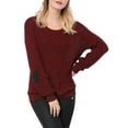 thumbnail image 6 of Allegra K Women's Drop Shoulder Elbow Cat Patch Loose Pullover Sweater, 6 of 7