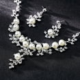 thumbnail image 4 of Sunyuer Wedding Jewelry Sets Leaf Rhinestone Necklace Set Formal Pearl Costume Jewerly for Women and Brides, 4 of 7