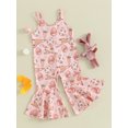 thumbnail image 3 of Suealasg Toddler Girls Easter Clothes Kids Girls Suspender Pants Sleeveless Rabbits Eggs Print Long Jumpsuit Bell-Bottoms 6M-4Y, 3 of 9