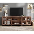 thumbnail image 5 of WAMPAT Modern TV Stand with Glass Doors for 110 inch TVs, Farmhouse Entertainment Center TV Console with Adjustable Shelves for Living Room, Bedroom, Brown, 5 of 10