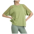 thumbnail image 2 of YHAJDS Workout Top Women Dry Round Neck Mesh Panel Short Sleeve Yoga T Shirt, 2 of 5