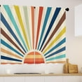 thumbnail image 4 of Colorful Boho Kitchen Curtains Retro Sun Rainbow Bathroom Curtains Funky Vintage Colored 70S Cute Cafe Small Bedroom Short Fabric Window Treatment Drapes 26x36 Inch, 4 of 6