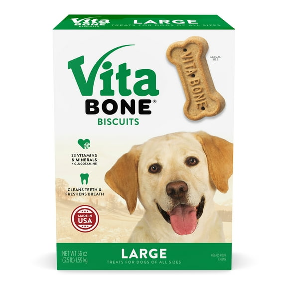 Vita Bone Original Biscuits, Large Crunchy Biscuit Dog Treats, 56 oz.