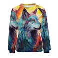 thumbnail image 7 of Colorful Lone Wolf Womens Oversized Sweatshirts Hoodies Crewneck Casual Tops Comfy FallWinter Clothes 2024, 7 of 7