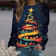 thumbnail image 2 of Christmas Holiday Tops Womens Crewneck Pullover Graphic Sweatshirt Printed Long Sleeve Plus Size Festive Clothes (XL, Navy 01), 2 of 6