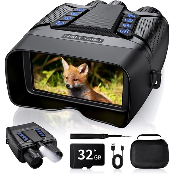 LEFUN 4K Night Vision Binoculars - 5000mAh Rechargeable Infrared Goggles with 5" Large Screen, 8X Digital Zoom, Tactical Flashlight & IP65 Waterproof for Camping Hunting Wildlife Observation