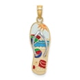 thumbnail image 1 of FB Jewels 14K Yellow Gold Beach Scene On Flip-Flop White Straps Pendant, 1 of 4