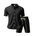 thumbnail image 6 of Mens Cotton Linen Shorts and Shirt Sets Tracksuit Set Summer Co Ord Sets Short Sleeve Button Down Shirts & Shorts with Pockets 2 Piece Outfits Vacation Beach Wedding Suits Black S, 6 of 7