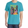thumbnail image 2 of Wild Bobby,Boston Terrier Cute Retro Dean Russo Dog Lover Garment-Dyed Washed Look Short Sleeve Tees, Blue Lagoon, Small, 2 of 3