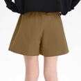 thumbnail image 6 of Zpanxa Girls Pleated Shorts Girls Solid Color Summer Thin Elastic Waist Shorts Kids Ruched Khaki 7 Years, 6 of 9