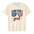 thumbnail image 3 of Bysome Toddler Girls 4Th Of July Shirts Flag Print Comfortable Soft Girls Tops Summer Crew Neck Short Sleeve Tshirts Beige Size 3-4 Years, 3 of 6
