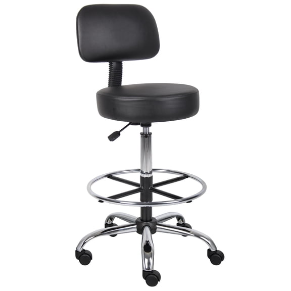 Bowery Hill Contemporary Vinyl Mid-Back Medical/Drafting Stool in Black