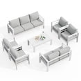 thumbnail image 2 of ECOPATIO Aluminum Patio Furniture Set, 9 Pcs Metal Modern Outdoor Sofa Sets, Outdoor Sectional Patio Conversation Set with Coffee Table for Backyard, Poolside, White (Included Waterproof Covers), 2 of 9