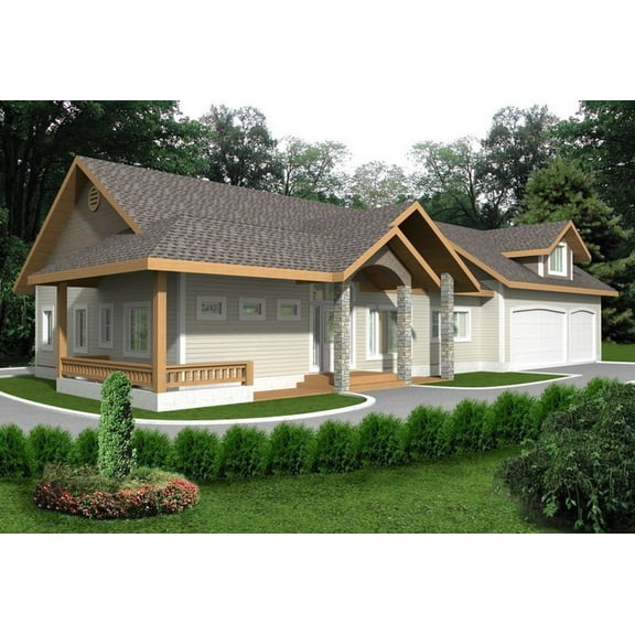 001-3291: Northwest Ranch 3 Bed, 5 Bath Luxury Home Plan, 3504 Sq Ft: Full Blueprints with License to Build by Home Plan Marketplace - Lesuto