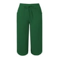 thumbnail image 5 of Audhol Casual Capri Pants for Women, Linen Trousers Women's Summer 3/4 Muslin Trousers Causal Loose Trousers Elastic Comfortable Fabric Trousers Sport Leisure Beach Womens Capri Pants Green XL, 5 of 5