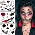 thumbnail image 1 of Halloween Clown Mouth Temporary Tattoos - 9Pcs Funny Prank Makeup Face Decals for Adults, Horror Lip Decoration, Fake Tattoo Stickers for Halloween Co, 1 of 4