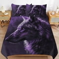 thumbnail image 6 of 3 Pcs Soft Bedding Set, Includes 1 Duvet Cover with Zipper And 2 Pillow,Shams Purple Wolf King(102"×90"), 6 of 8