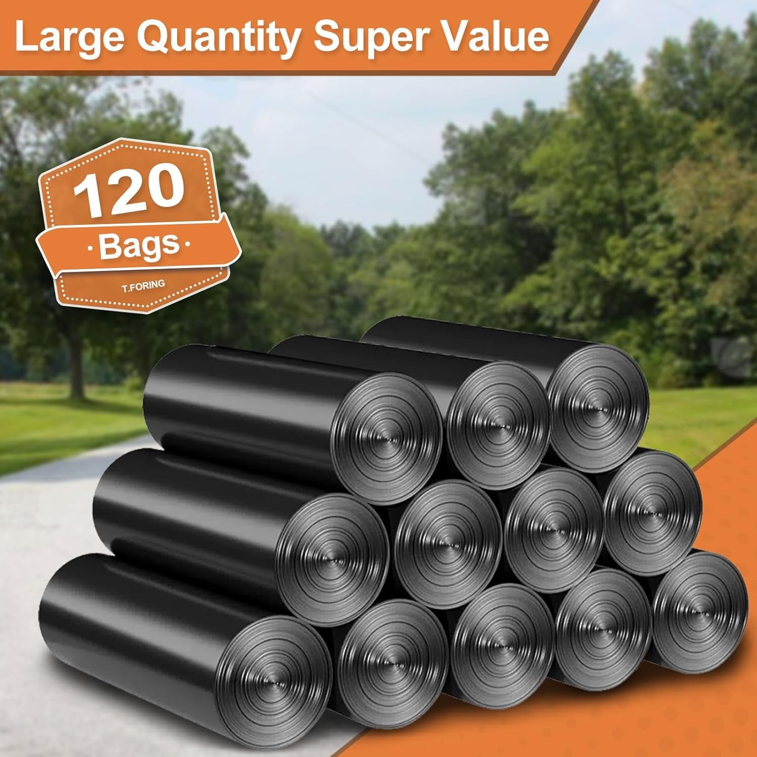 50-55 Gallon Black Trash Bags 120 Count - 40''x50'' Extra Large 50+ Gallon Garbage Bags