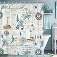 thumbnail image 4 of Pbobriich Nautical Ocean Shower Curtain Seashells Starfish Coastal Seashell Fabric Bathroom Curtain,72x72 in, 4 of 8