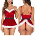 thumbnail image 1 of Lencería sexy navideña para adultos, traje de Navidad de una pieza con lazo y tirantes sexy, 1 of 4