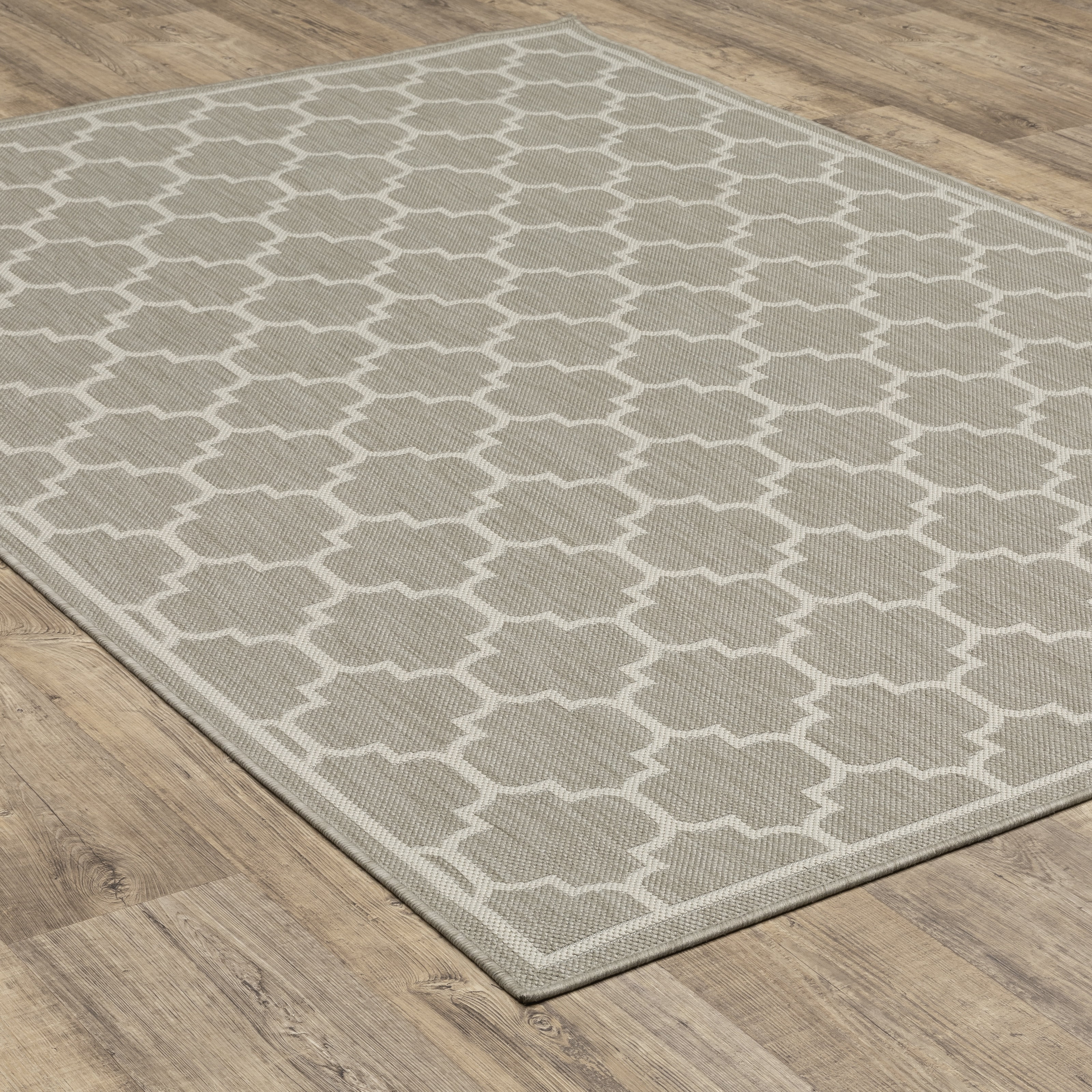 Avalon Home 3' x 5' Gray and Taupe Trellis Outdoor Rug