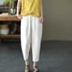 thumbnail image 4 of Rimocy 2024 Pantalones casuales de lino y algodón de verano para mujer, pantalones harén holgados con bolsillos retro, pantalones de cintura elástica lisa para mujer, 4 of 6
