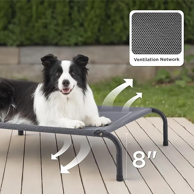 Outdoor Elevated Dog Bed Large Sized Dog, Portable Indoor & Outdoor Cooling Raised Cot Pet Hammock Bed with Skid-Resistant Feet, Frame with Breathable Mesh