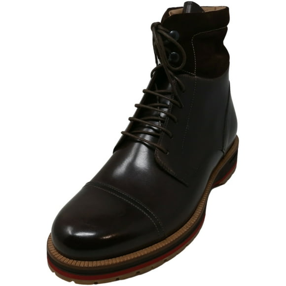 Francesco Benigno Bottine Oxford pour Homme F4033 Chocolat / Noir en Cuir à la Cheville - 7M