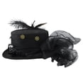 thumbnail image 4 of Jacobson Hat Company Deluxe Velvet 4.25 Inch Steampunk Top Hat with Removable Goggles,Black,One Size, 4 of 7