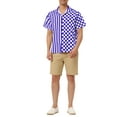 thumbnail image 2 of MODA NOVA Big & Tall Men's Striped Printed Plaid Shirt Short Sleeve Blue White LT, 2 of 5