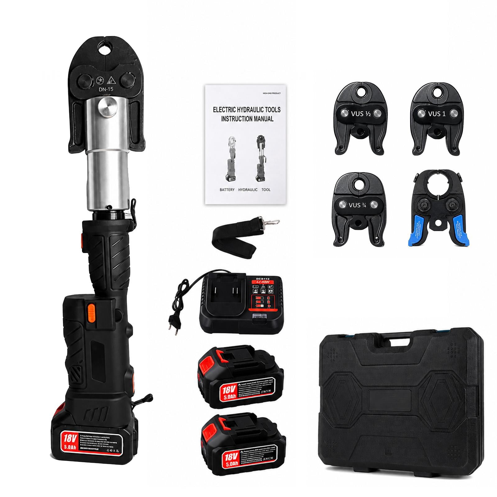 18V Electric Press Tool Kit,24 KN Pipe Crimping Tool with 3 Press Jaws,Pipe Connection Machine for Copper PEX Stainless Steel Pipes
