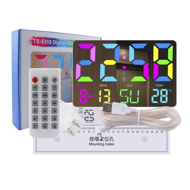 Reloj Despertador Perfecl Reloj de Escritorio Digital Reloj de Pared LED Multifuncional Concha Blanca
