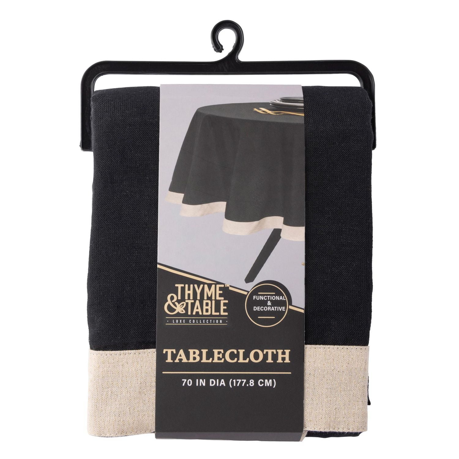 Thyme & Table Nappe ronde 70", noir et doré