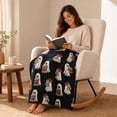 thumbnail image 4 of Halloween Ghost Reading Throw Blanket 47*51 Inch Polyester Blend For Spooky Bedroom, Sofa Couch Decor, 4 of 5