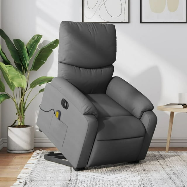 vidaXL Fauteuil Inclinable de Massage Électrique Debout en Tissu Gris Foncé