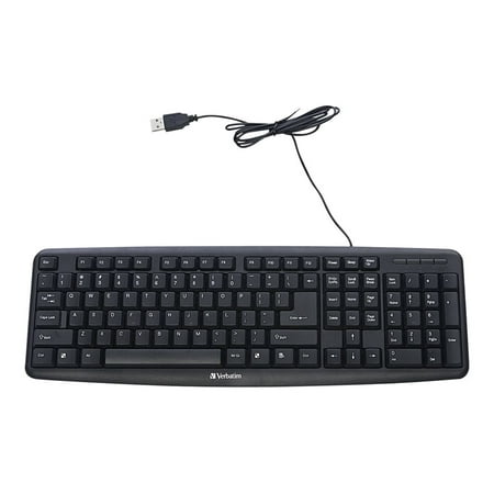 Verbatim Slimline Corded USB Keyboard, Black