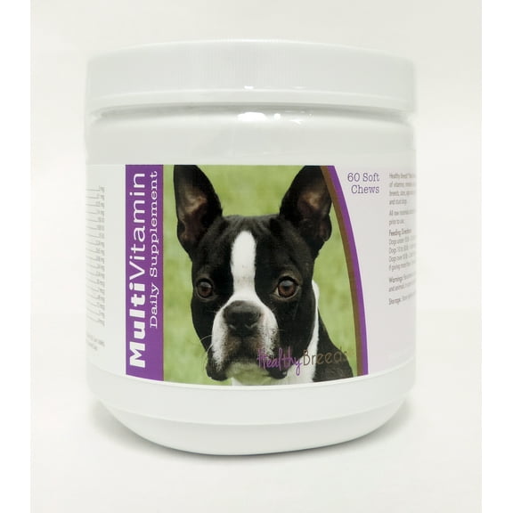Healthy Breeds Dog Multi-Vitamin Soft Chew for Boston Terrier, Daily Vitamin and Mineral Supplement, 60 Count