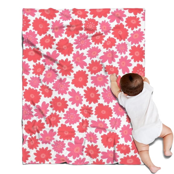 Pioneer Flower Floral Print Pattern Blanket,Comfortable Soft Lamb Wool Throw Blanket,All Season,Warm Lightweight Blankets for Sofa Bed Couch Living Room Chair,30"x40"