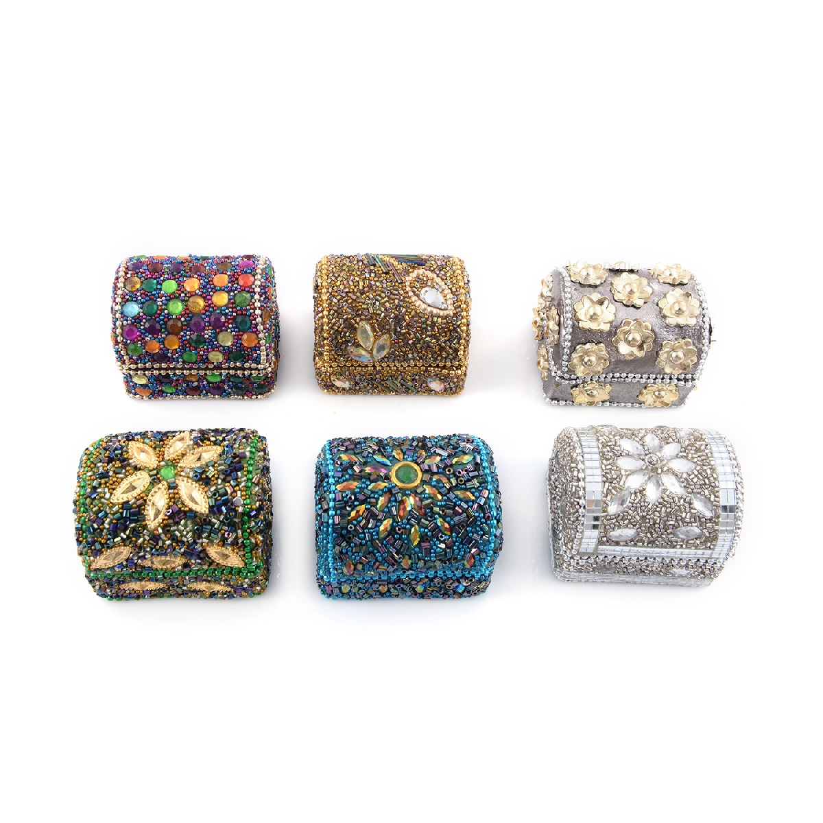 Shop LC Set of Handcrafted Mini Multi Color Bead Treasure Chest Organizer  Box Storage Gifts